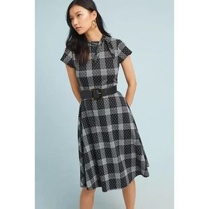 Anthropologie Maeve Zoe Black and White Plaid Dress